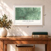 Town of Arcade, New York map, 12 x 18 inch print in a white frame in an entryway