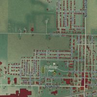 Second close-up of the map of Archbold, Ohio print showing more streets and buildings