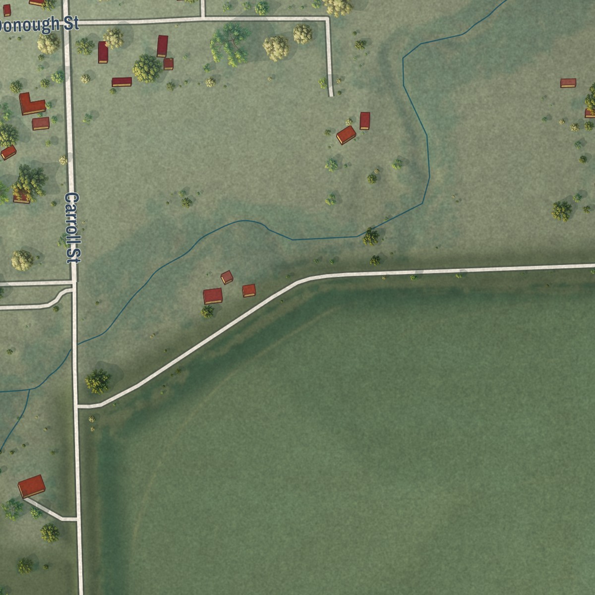 Second close-up of the map of Archer, Nebraska print showing more streets and buildings