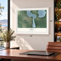 Arco, Minnesota map, 18 x 24 inch print in a white frame in a home office