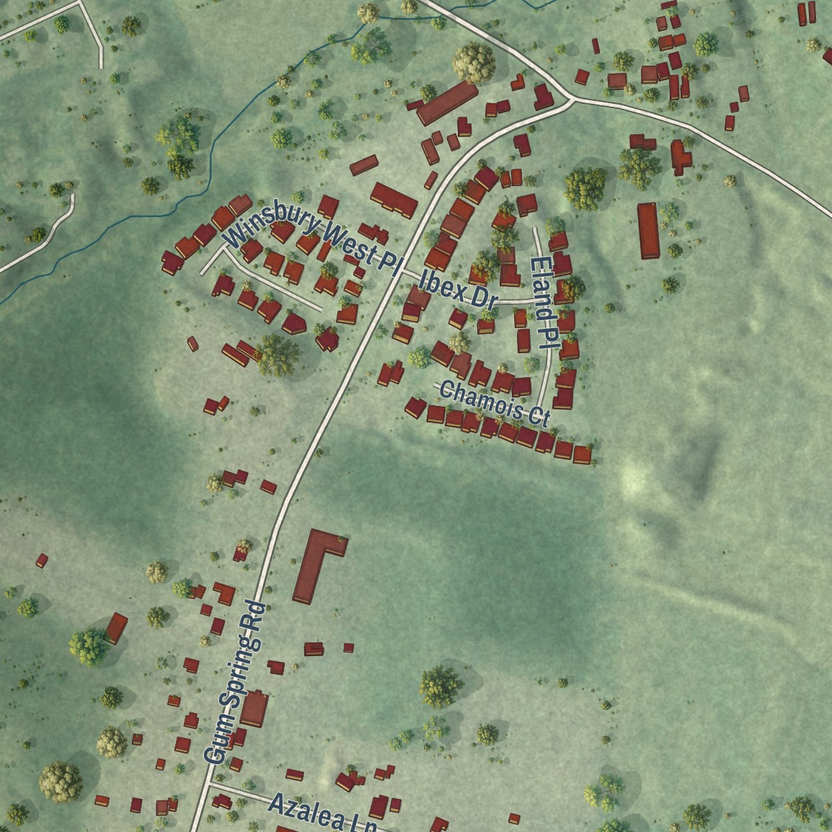 Second close-up of the map of Arcola, Virginia print showing more streets and buildings