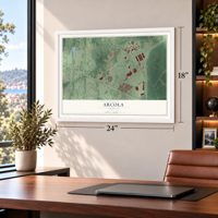 Arcola, Virginia map, 18 x 24 inch print in a white frame in a home office