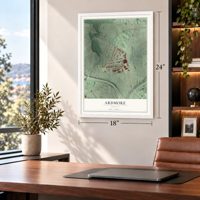 Ardmore, Georgia map, 18 x 24 inch print in a white frame in a home office