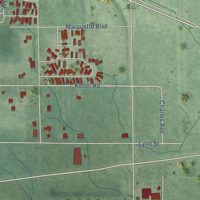 Second close-up of the map of Ardmore, Indiana print showing more streets and buildings