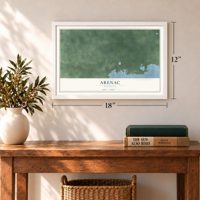Arenac, Michigan map, 12 x 18 inch print in a white frame in an entryway
