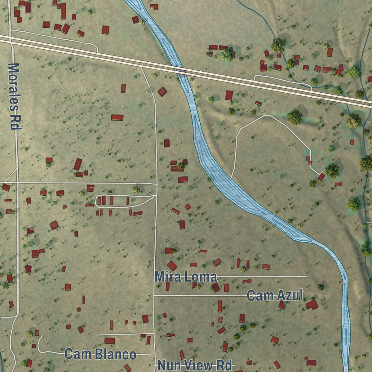 Second close-up of the map of Arenas Valley, New Mexico print showing more streets and buildings