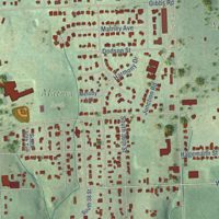 Second close-up of the map of Argentine, Kansas print showing more streets and buildings