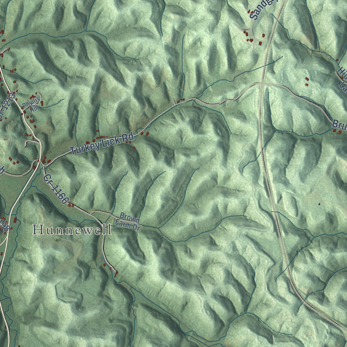 Second close-up of the map of Argillite, Kentucky print showing more streets and buildings