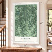 Argillite, Kentucky map, 24 x 36 inch print in a white frame by a staircase