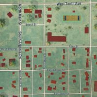 Second close-up of the map of Argonia, Kansas print showing more streets and buildings