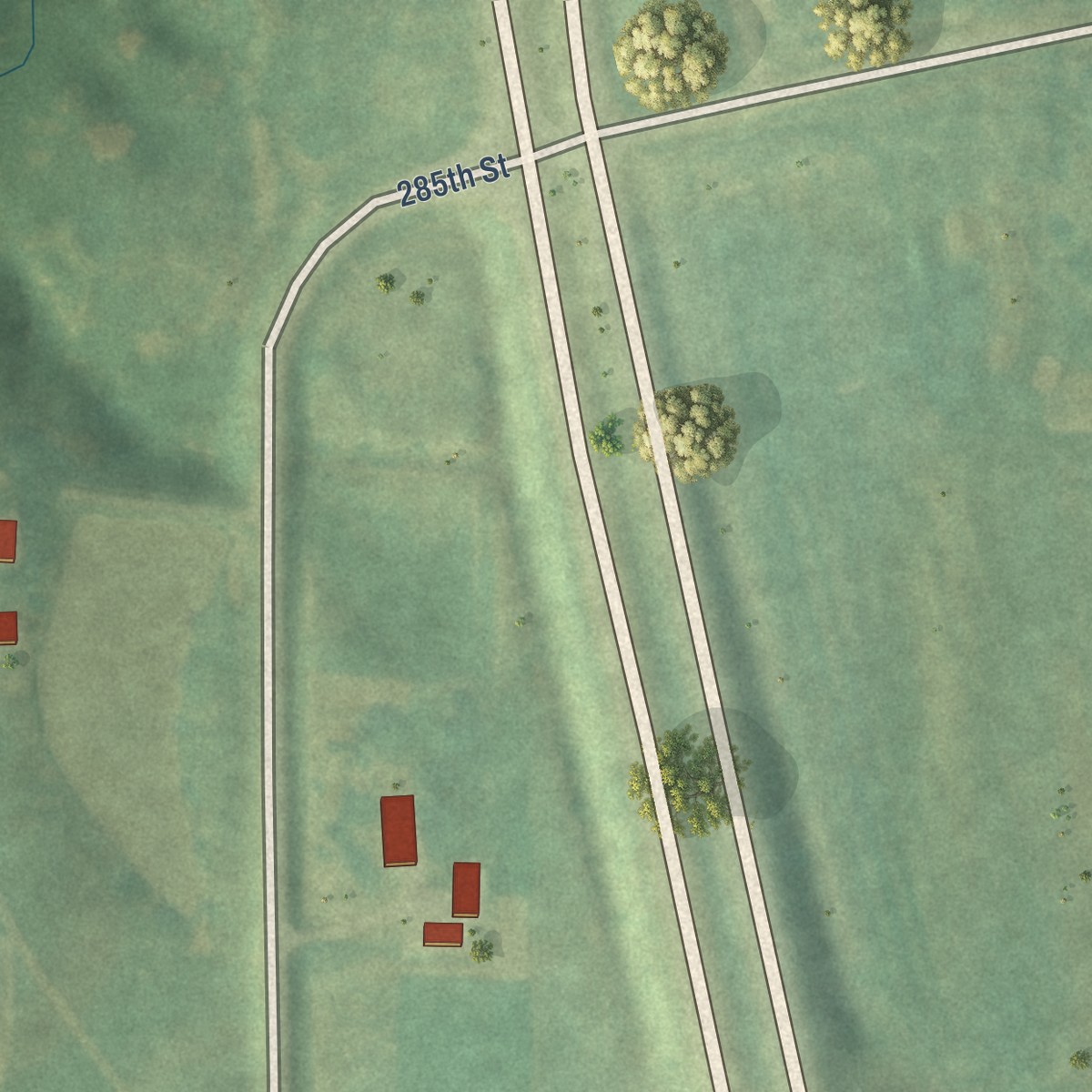 Second close-up of the map of Argyle, Iowa print showing more streets and buildings
