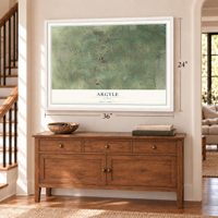 Argyle, Texas map, 24 x 36 inch print in a white frame above a dresser by a staircase