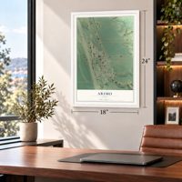 Arimo, Idaho map, 18 x 24 inch print in a white frame in a home office