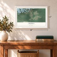 Aripeka, Florida map, 12 x 18 inch print in a white frame in an entryway