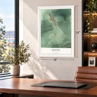 Aristes, Pennsylvania map, 18 x 24 inch print in a white frame in a home office