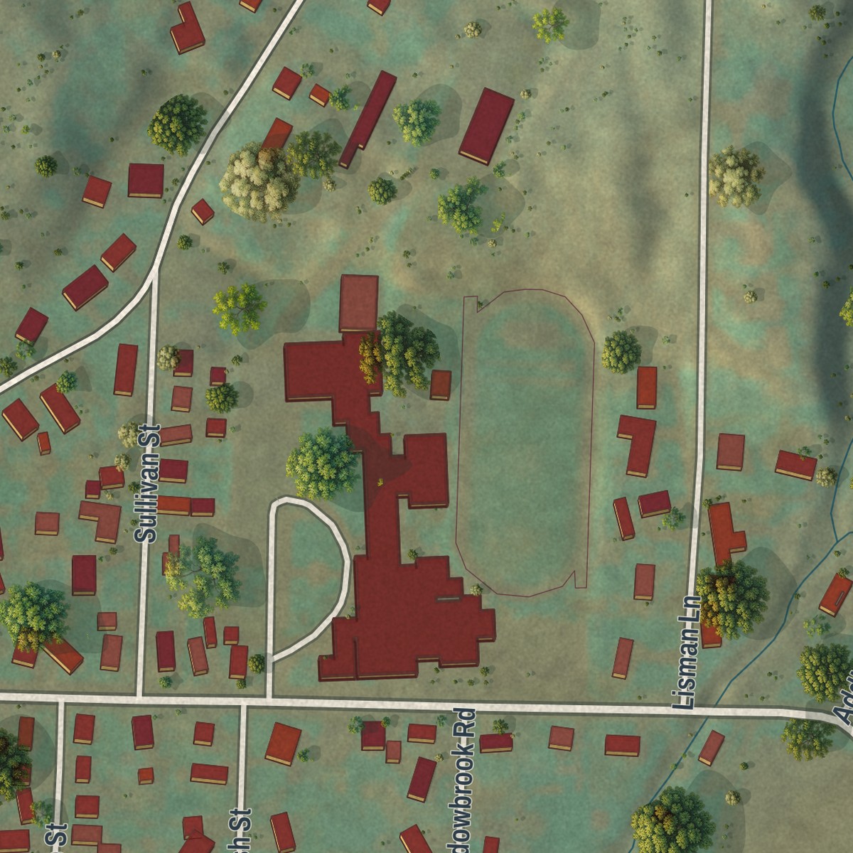 Second close-up of the map of Arkport, New York print showing more streets and buildings