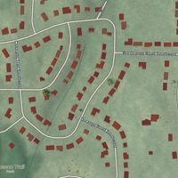 Second close-up of the map of Arlington Estates, Georgia print showing more streets and buildings