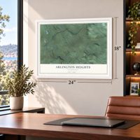 Arlington Heights, Washington map, 18 x 24 inch print in a white frame in a home office