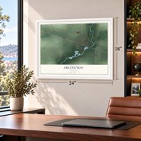 Arlington, Indiana map, 18 x 24 inch print in a white frame in a home office
