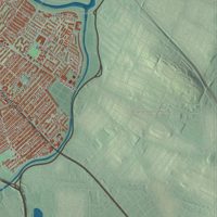 Close-up of the map of Arlington, Massachusetts print showing terrain and local geography