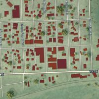 Second close-up of the map of Arlington, Nebraska print showing more streets and buildings