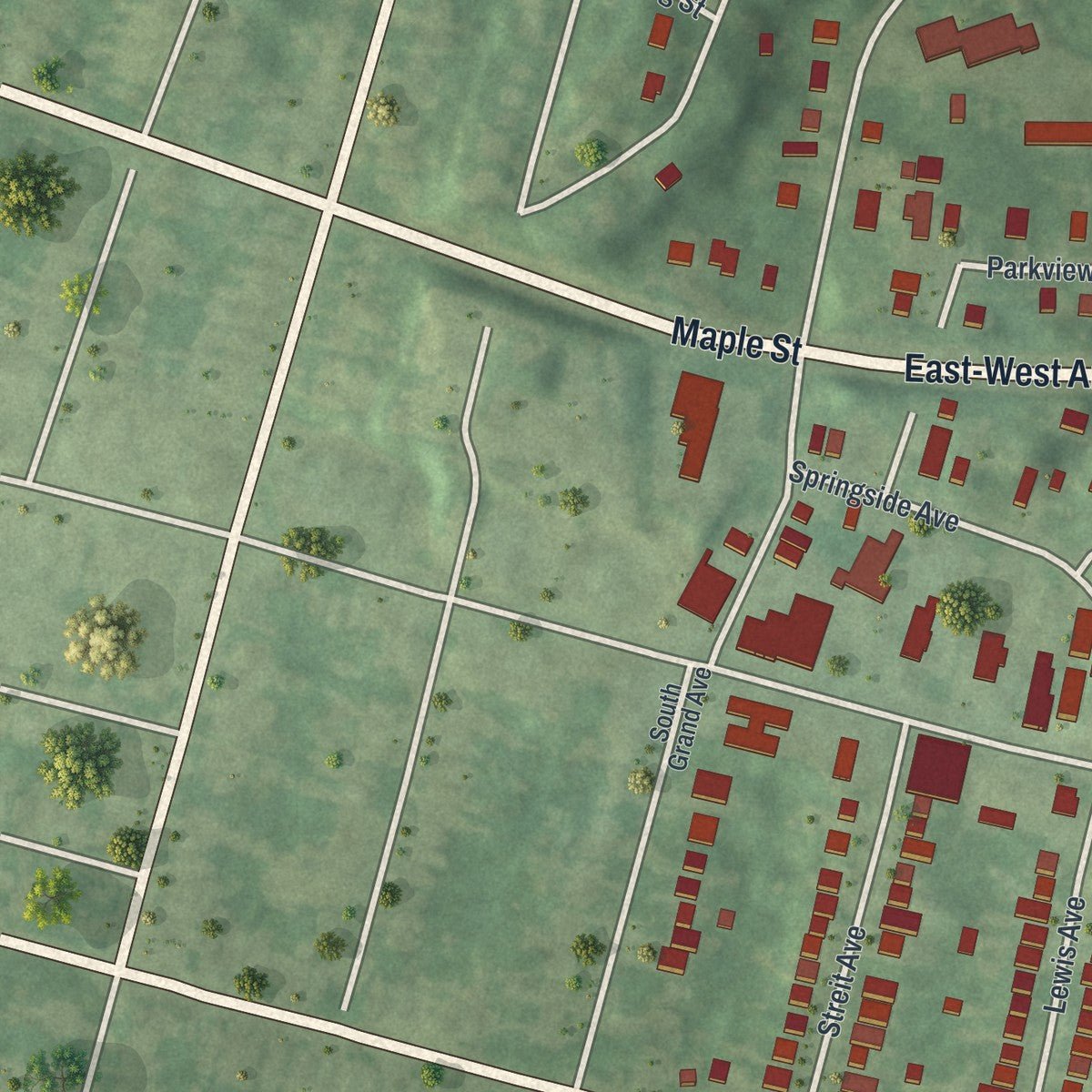 Second close-up of the map of Arlington, New York print showing more streets and buildings