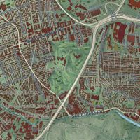 Second close-up of the map of Arlington, Virginia print showing more streets and buildings