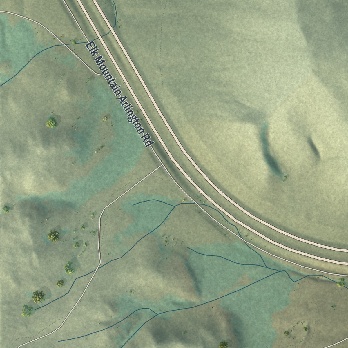 Second close-up of the map of Arlington, Wyoming print showing more streets and buildings