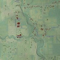 Second close-up of the map of Armada, Macomb County, Michigan print showing more streets and buildings