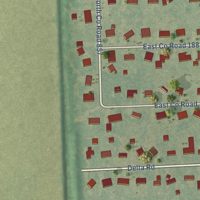 Second close-up of the map of Armorel, Arkansas print showing more streets and buildings