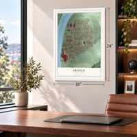 Arnold, Pennsylvania map, 18 x 24 inch print in a white frame in a home office