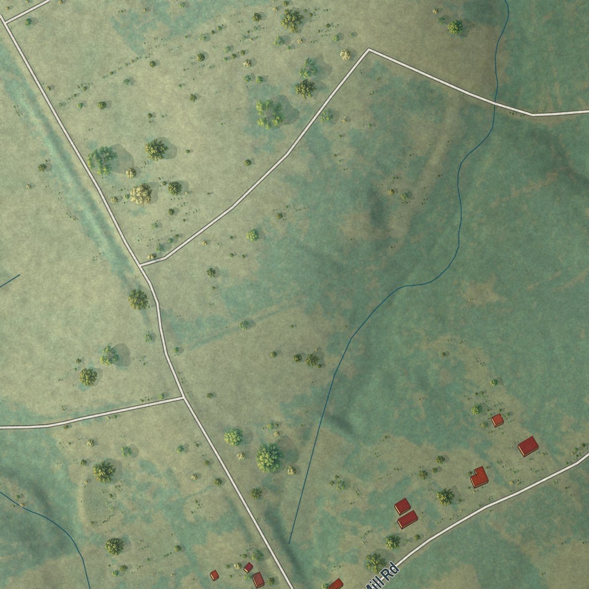 Second close-up of the map of Arnoldsville, Georgia print showing more streets and buildings