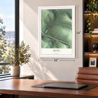 Arona, Pennsylvania map, 18 x 24 inch print in a white frame in a home office