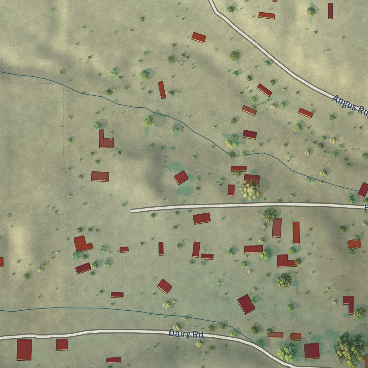 Second close-up of the map of Arrey, New Mexico print showing more streets and buildings