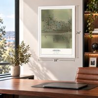 Arriba, Colorado map, 18 x 24 inch print in a white frame in a home office