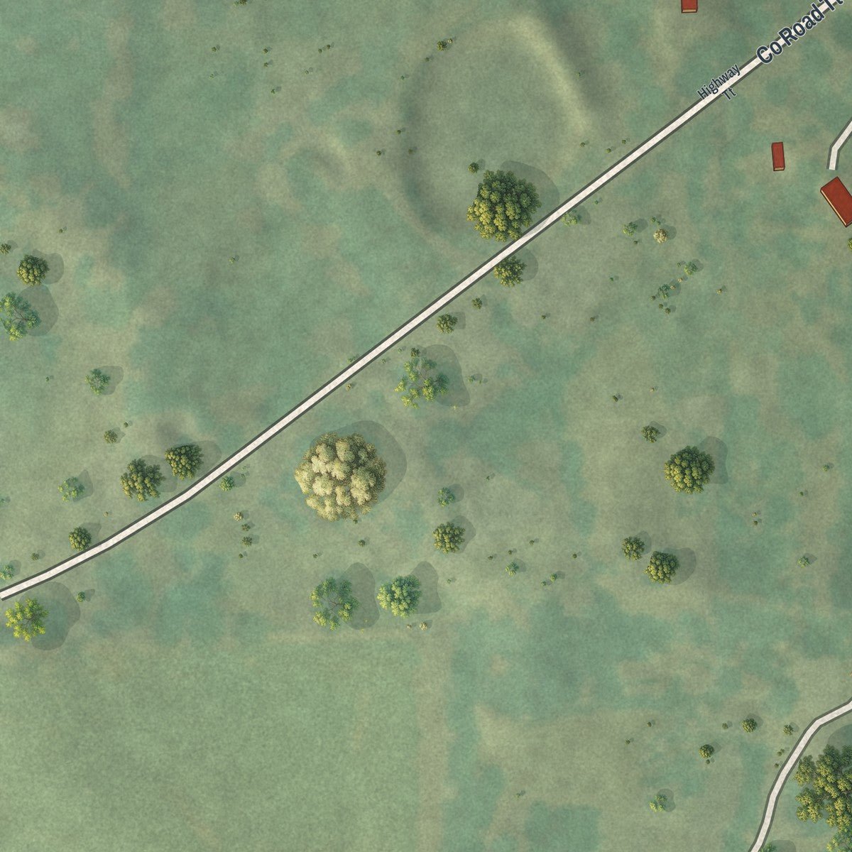 Second close-up of the map of Arrow Rock, Missouri print showing more streets and buildings