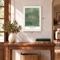 Arrowsmith, Illinois map, 12 x 18 inch print in a white frame in an entryway