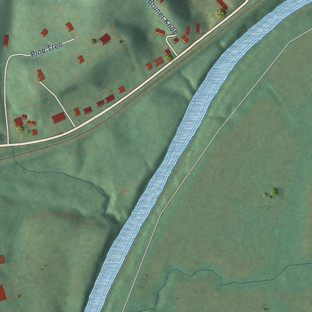 Second close-up of the map of Artemus, Kentucky print showing more streets and buildings