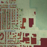 Second close-up of the map of Arthur, Illinois print showing more streets and buildings