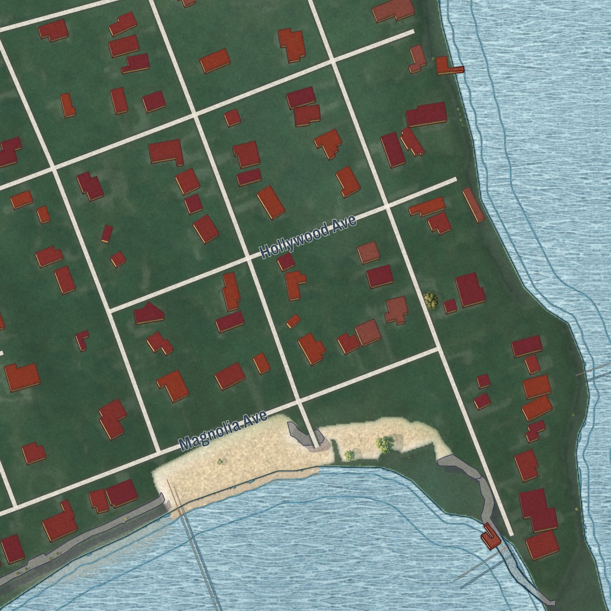 Second close-up of the map of Arundel on the Bay, Maryland print showing more streets and buildings