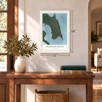 Arundel on the Bay, Maryland map, 12 x 18 inch print in a white frame in an entryway
