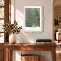 Ashburton, Maryland map, 12 x 18 inch print in a white frame in an entryway