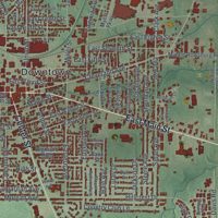 Second close-up of the map of Ashland, Ohio print showing more streets and buildings