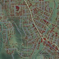 Second close-up of the map of Ashland, Oregon print showing more streets and buildings