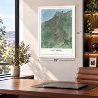 Ashtabula, Ohio map, 18 x 24 inch print in a white frame in a home office