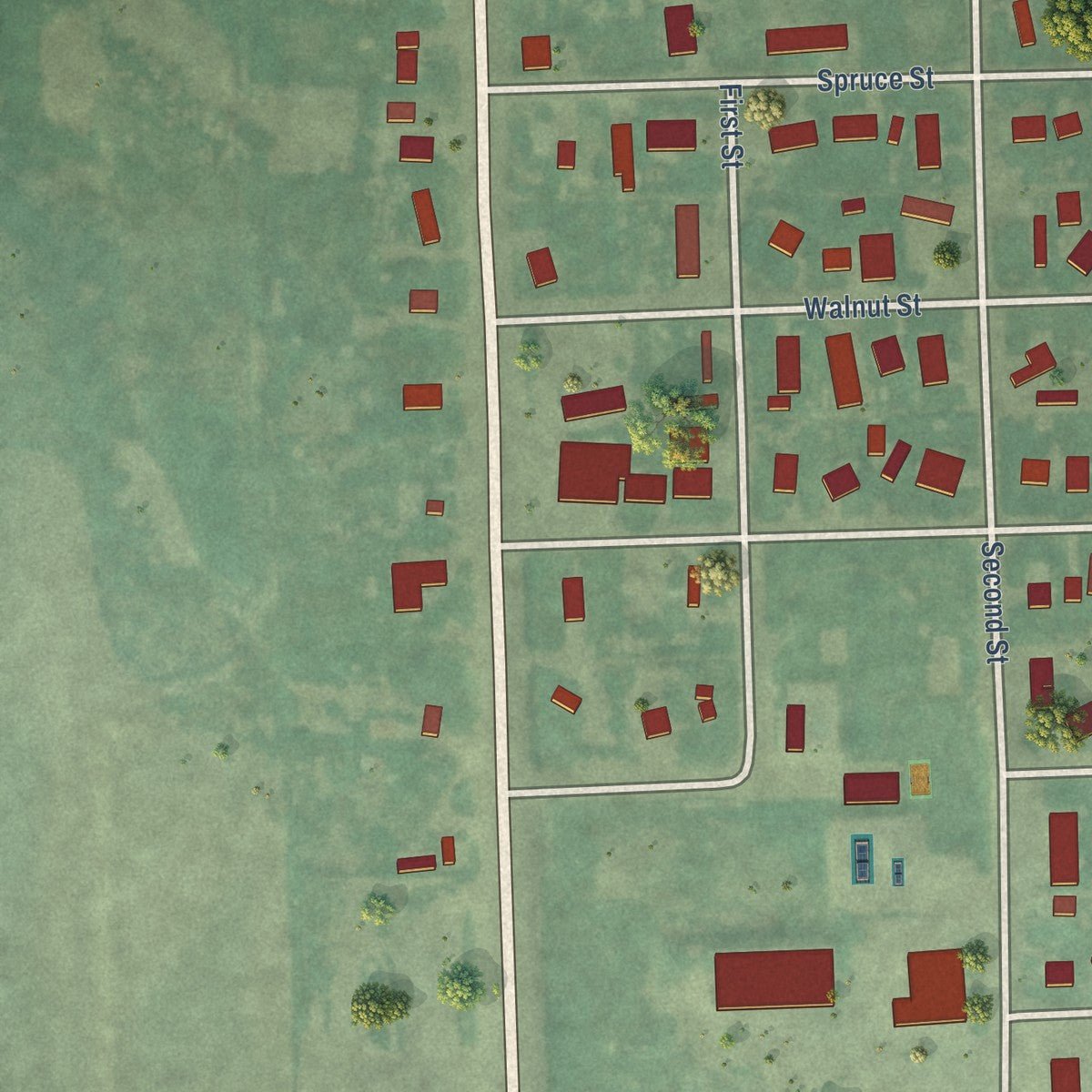 Second close-up of the map of Ashton, Idaho print showing more streets and buildings