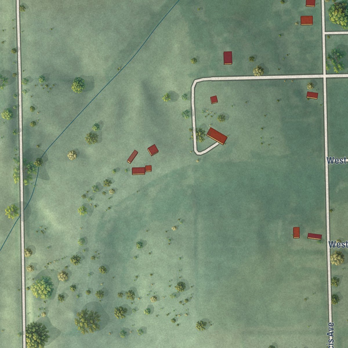 Second close-up of the map of Ashton, Nebraska print showing more streets and buildings