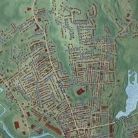 Second close-up of the map of Ashton, Rhode Island print showing more streets and buildings
