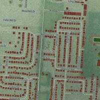 Second close-up of the map of Ashville, Ohio print showing more streets and buildings