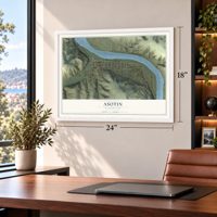 Asotin, Washington map, 18 x 24 inch print in a white frame in a home office